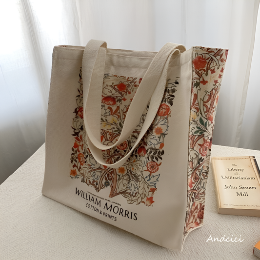 William Morris Pink & Rose, 1890 Canvas Tote Bag with Zip