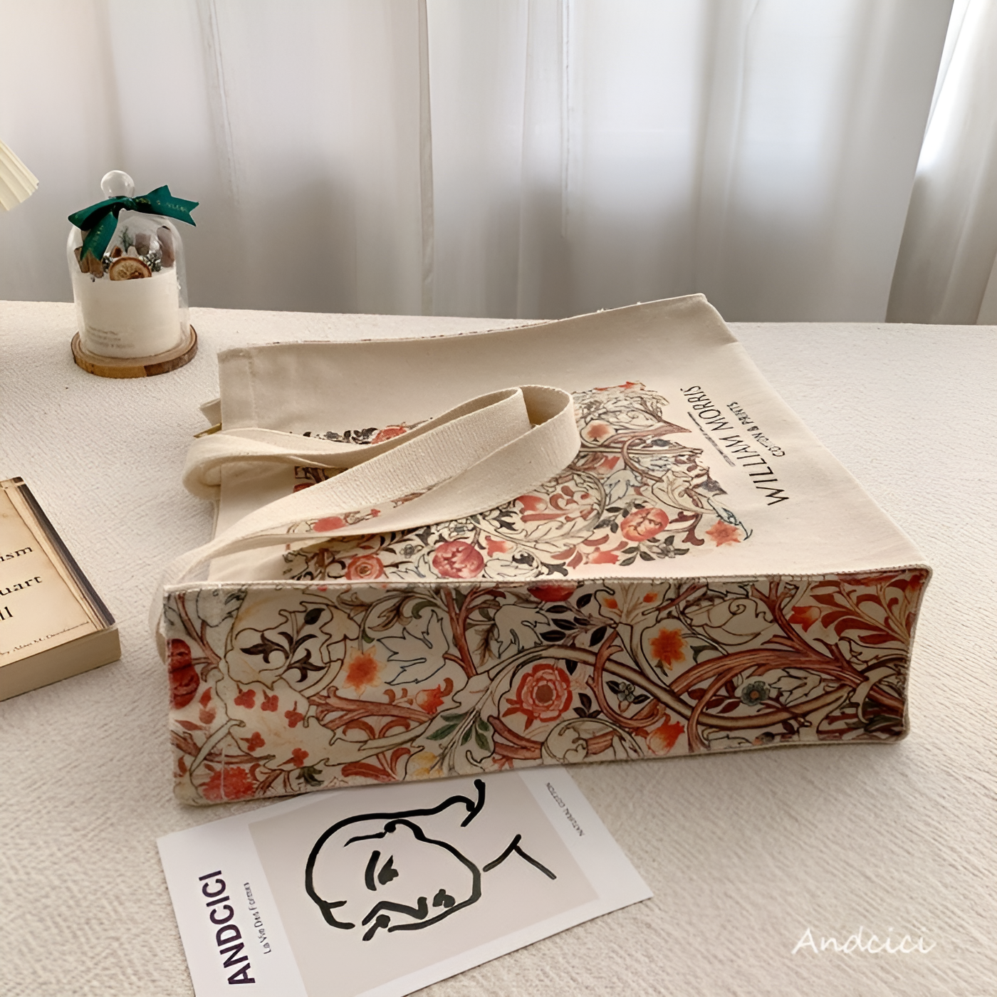 William Morris Pink & Rose, 1890 Canvas Tote Bag with Zip