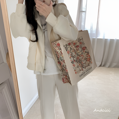 William Morris Pink & Rose, 1890 Canvas Tote Bag with Zip